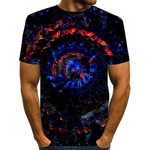 

Men's Graphic 3D Print Black & Gray Print T-shirt Basic Exaggerated Daily Blue / Yellow / Green