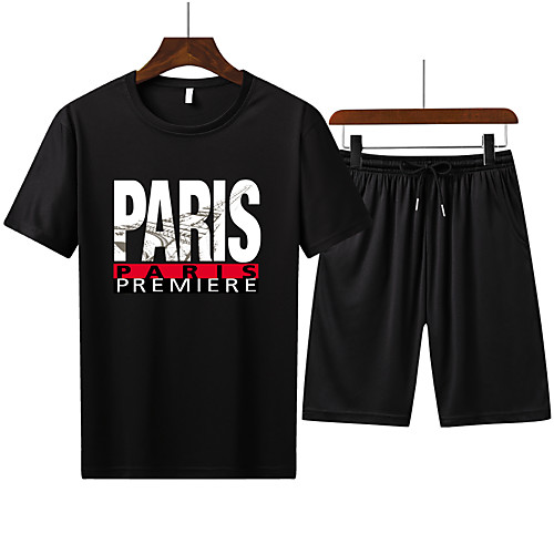 

Men's Graphic Solid Colored Print Set Basic Daily Sports Round Neck White / Black / Red / Gray / Short Sleeve