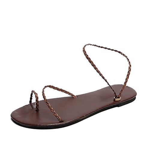 

Women's Sandals Flat Sandal 2020 Spring & Fall / Spring & Summer Flat Heel Open Toe Casual Sexy Daily Outdoor PU Black / Brown