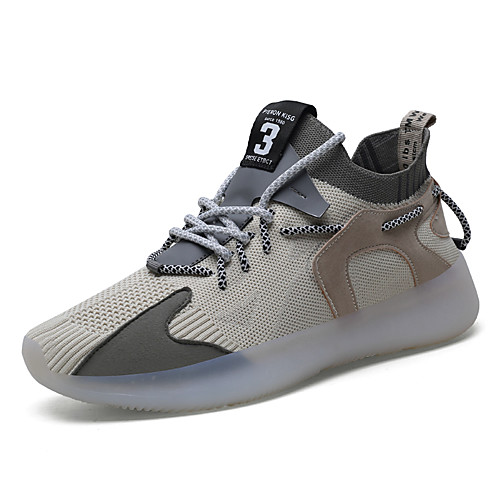 

Men's Fall Daily Outdoor Trainers / Athletic Shoes Running Shoes / Walking Shoes Tissage Volant Breathable Non-slipping Shock Absorbing Black / Beige / Gray
