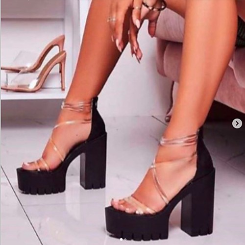 

Women's Sandals Summer Pumps Open Toe Daily PU Black / Orange