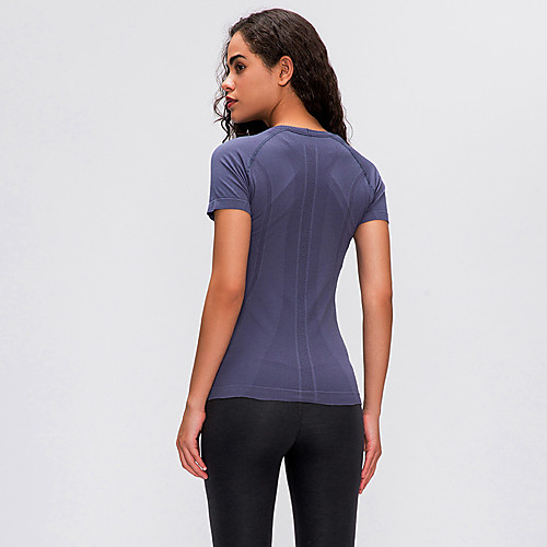 

Women's Yoga Top Solid Color White Black Purple Light Purple Dusty Rose Nylon Running Fitness Gym Workout Tee / T-shirt Top Short Sleeve Sport Activewear Breathable Quick Dry Comfortable Stretchy