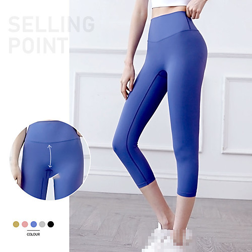 

Women's High Waist Running Tights Capris Compression Pants Sports Bottoms Running Jogging Training Breathable Quick Dry Tummy Control Solid Colored Black Yellow Blushing Pink Grey Royal Blue