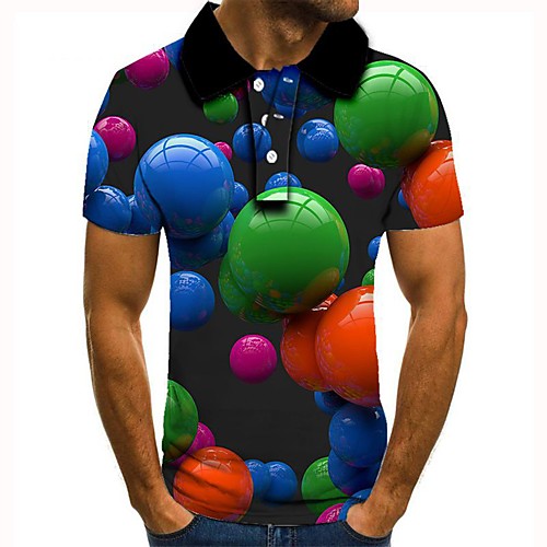 

Men's Graphic 3D Print Print Polo Daily Rainbow / Short Sleeve