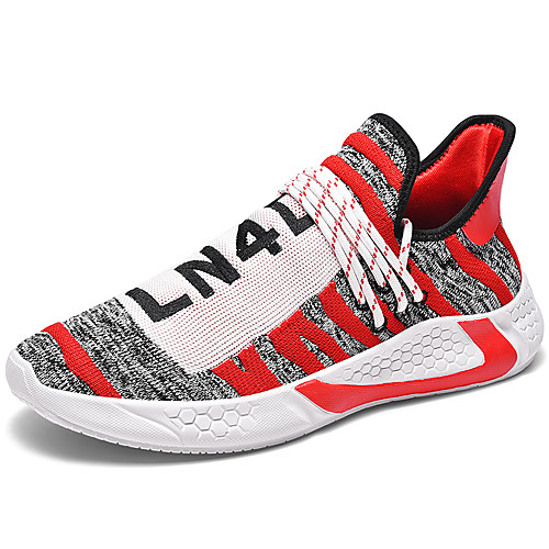

Men's Spring Sporty Outdoor Trainers / Athletic Shoes Running Shoes Tissage Volant Breathable Massage Black / Yellow / Red Color Block