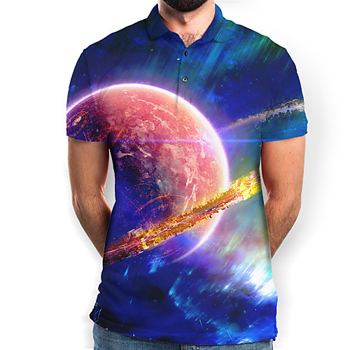 

Men's Galaxy Graphic Print Polo Daily Blue