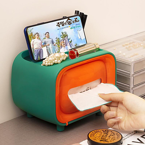 

Cute Mini Radio Shape Tissue Holder Storage Box Container Home Office Restaurant Desktop Decor