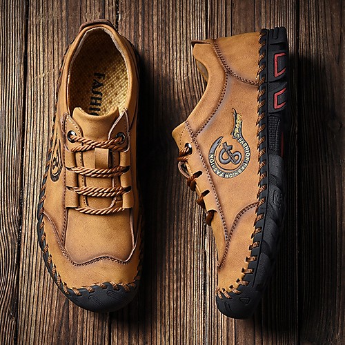 

Men's Summer Outdoor Sneakers Cowhide Black / Yellow / Khaki