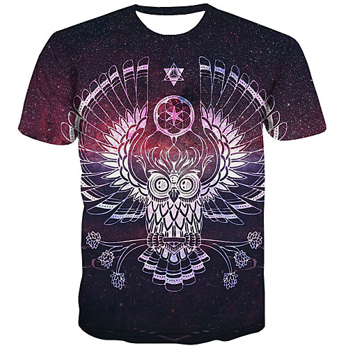 

Men's Plus Size 3D Print T-shirt Street chic Daily Round Neck Rainbow / Short Sleeve