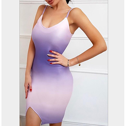 

Women's Mini Sheath Dress - Sleeveless Print Summer Strap Elegant Sexy Slim 2020 Blushing Pink Light Blue S M L XL XXL