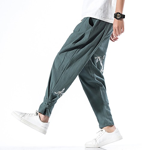 

Men's Chinoiserie Loose Chinos Pants - Animal Comfort Cotton Wine Black Green US32 / UK32 / EU40 / US34 / UK34 / EU42 / US38 / UK38 / EU46