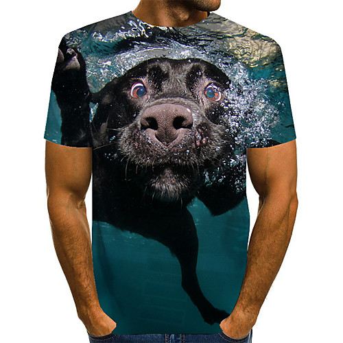

Men's Plus Size Geometric Print T-shirt Basic Street chic Daily Going out Round Neck Blue / Short Sleeve