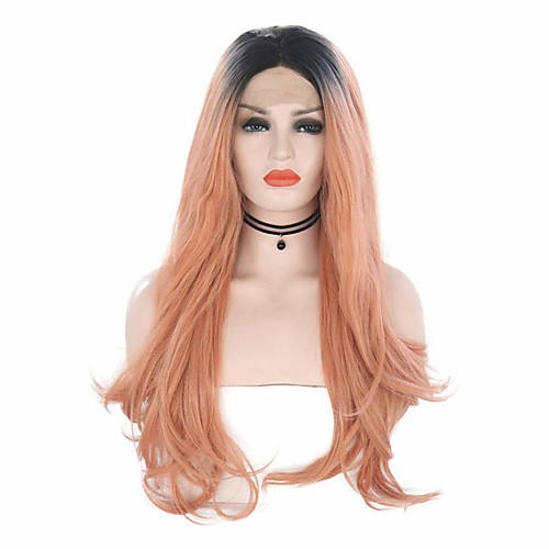 

Synthetic Lace Front Wig Wavy Middle Part Lace Front Wig Pink Ombre Long Pink Synthetic Hair 18-26 inch Women's Cosplay Soft Party Pink Ombre