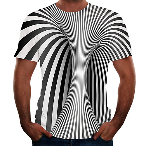 

Men's Graphic 3D Print Black & White T-shirt Basic Elegant Daily Going out Black