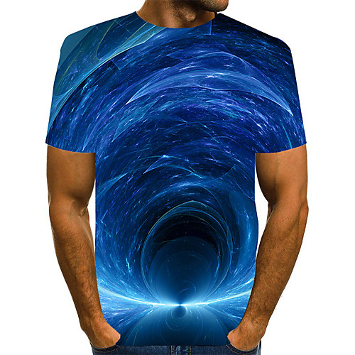 

Men's Graphic 3D Print Blue Print T-shirt Basic Exaggerated Daily Round Neck Blue / Short Sleeve