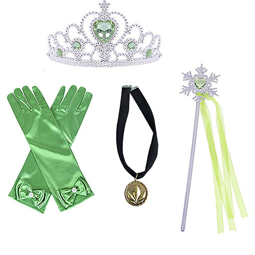 

Princess Crown Outfits Masquerade Girls' Movie Cosplay Cosplay Halloween Green Gloves Crown Necklace Halloween Carnival Masquerade Plastic / Wand