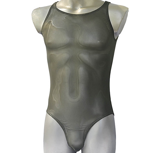 

Men's Mesh Bodysuits Nightwear Solid Colored Army Green One-Size
