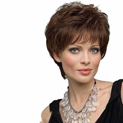 

Synthetic Wig Curly Matte Layered Haircut Wig Short Natural Black Dark Brown / Dark Auburn Synthetic Hair 6 inch Women's Sexy Lady Exquisite curling Black Brown