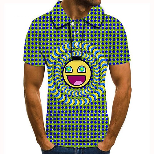 

Men's Graphic 3D Print Print Polo Daily Green / Short Sleeve