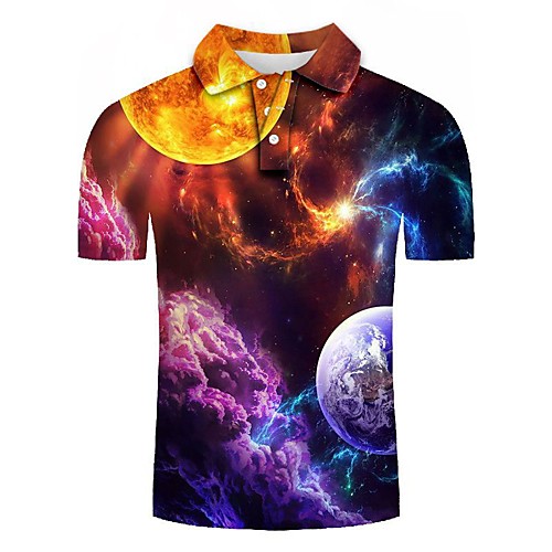 

Men's Plus Size Graphic Polo Daily Orange / Short Sleeve