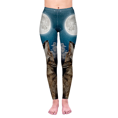 

Women's Yoga Pants 3D Print Blue Elastane Yoga Running Fitness Tights Leggings Sport Activewear Quick Dry Tummy Control Butt Lift Moisture Wicking High Elasticity Skinny