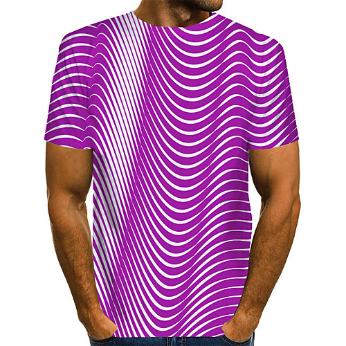 

Men's Graphic 3D Print Blue & White Print T-shirt Basic Exaggerated Daily Black / Purple / Red / Yellow / Green / Navy Blue / Light Blue