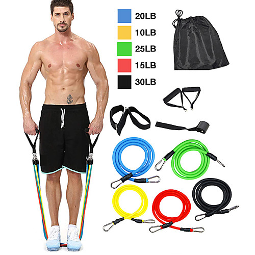 

Resistance Band Set 11 pcs Sports TPE Home Workout Gym Pilates Heavy-duty Carabiner Strength Training Muscular Bodyweight Training Muscle Building For Men Women Waist & Back Abdomen Glutes