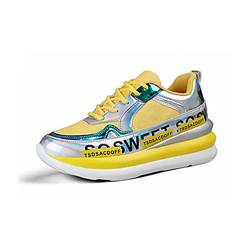 

Women's Trainers / Athletic Shoes 2020 Summer Flat Heel Round Toe Sporty Athletic PU Walking Shoes Black / Yellow / Pink