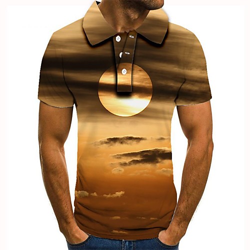 

Men's 3D Graphic Polo Basic Daily Shirt Collar Khaki / Short Sleeve