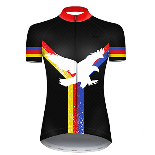 

21Grams Women's Short Sleeve Cycling Jersey Nylon Black / Red Eagle National Flag Animal Bike Jersey Top Mountain Bike MTB Road Bike Cycling Breathable Quick Dry Sports Clothing Apparel