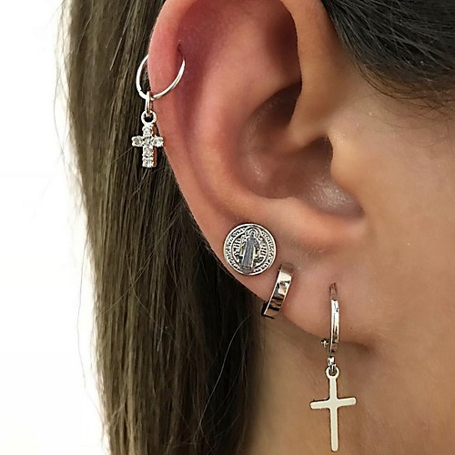 

Women's Earrings Geometrical Precious Earrings Jewelry Silver For Street 4pcs