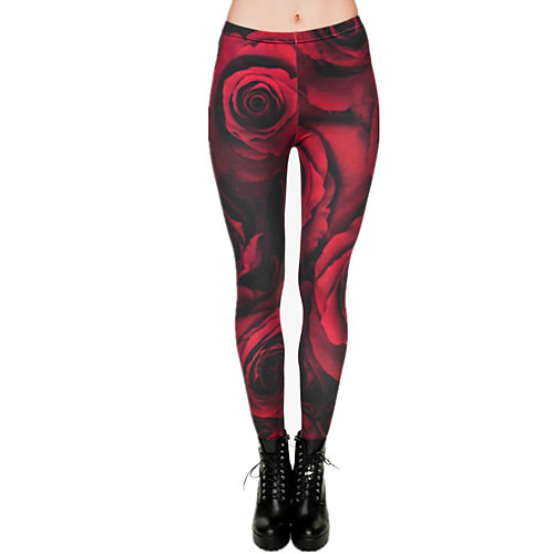 

Women's Yoga Pants 3D Print Red Elastane Yoga Running Fitness Tights Leggings Sport Activewear Quick Dry Tummy Control Butt Lift Moisture Wicking High Elasticity Skinny