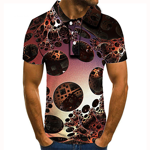 

Men's Graphic 3D Print Print Polo Daily Light Brown / Short Sleeve