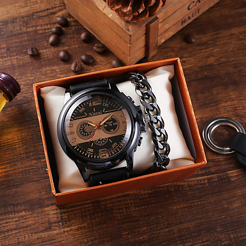 

Men Women Sport Watch Quartz PU Leather Black / Red Chronograph New Design Casual Watch Analog Vintage Cool - Red White Black