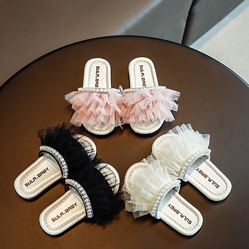 

Girls' Comfort Lace Slippers & Flip-Flops Toddler(9m-4ys) / Little Kids(4-7ys) Walking Shoes White / Black / Pink Spring / Summer