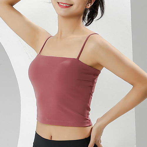 

Women's Bra Top Split Removable Pad Solid Color White Black Light Green Light Purple Fuchsia Elastane Yoga Running Fitness Vest / Gilet Sport Activewear Breathable Comfort Quick Dry High Elasticity