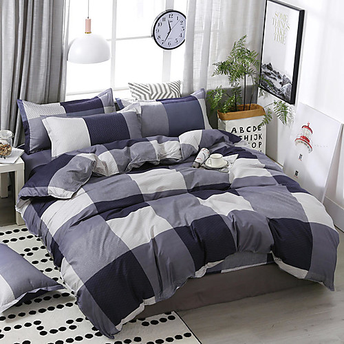 

Simple style box splice printing pattern bedding four-piece quilt cover bed sheet pillow cover dormitory single double