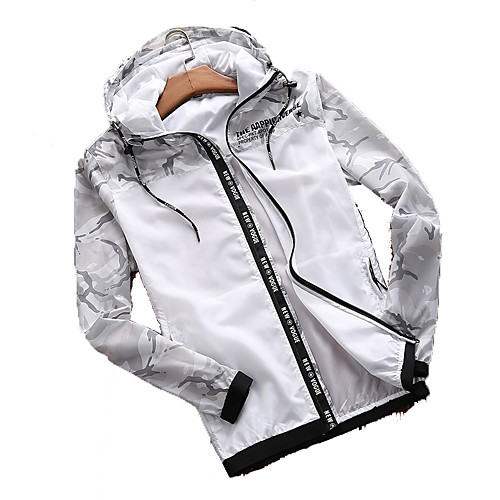 

Men's Hiking Skin Jacket Hiking Jacket Summer Outdoor Camo Waterproof Sunscreen Breathable Quick Dry Jacket Hoodie Top Running Hunting Fishing White / Army Green / Royal Blue
