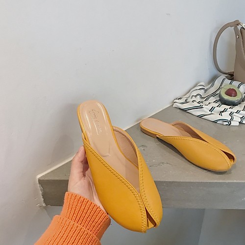 

Women's Slippers & Flip-Flops Summer Flat Heel Round Toe Daily PU Yellow / Green / Beige