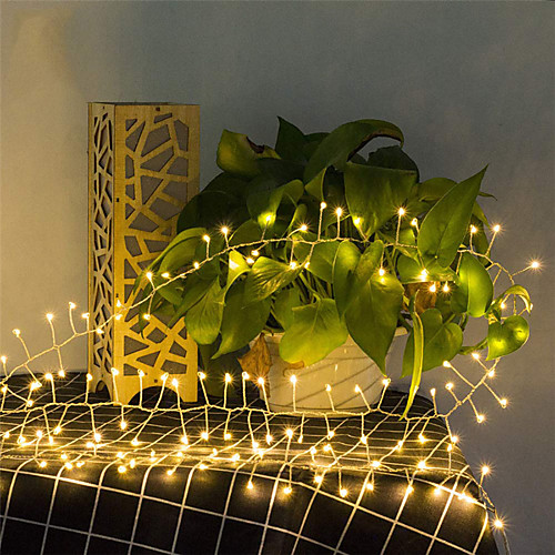 

5M 200Leds Copper Wire LED Flexible String Lights Firecracker Fairy Garland Lights for Christmas Window Wedding Party Warm White Home Decor AA Battery Operated (come without battery)