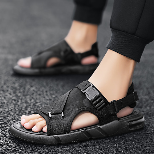 

Men's Summer Classic / British Daily Outdoor Sandals Walking Shoes Canvas / Cotton Breathable Wear Proof Black
