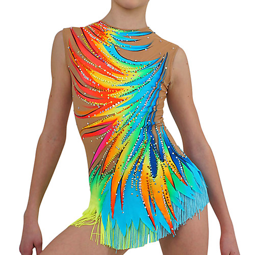 

21Grams Rhythmic Gymnastics Leotards Artistic Gymnastics Leotards Women's Girls' Kids Leotard Spandex High Elasticity Handmade Sleeveless Competition Dance Rhythmic Gymnastics Artistic Gymnastics