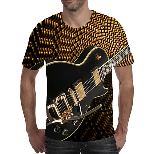 

Men's Plus Size Geometric Color Block Print T-shirt Street chic Exaggerated Holiday Going out Round Neck Rainbow / Short Sleeve