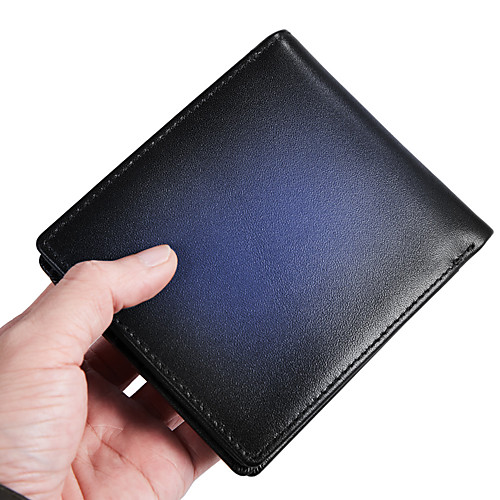 

Men's Cowhide Wallet Solid Color Blue / Brown