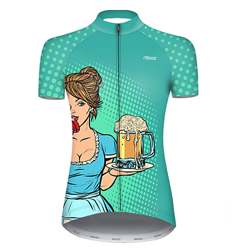 

21Grams Women's Short Sleeve Cycling Jersey Polyester BlueGreen Polka Dot Gradient Oktoberfest Beer Bike Jersey Top Mountain Bike MTB Road Bike Cycling Breathable Quick Dry Ultraviolet Resistant