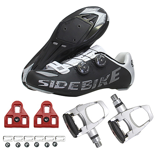 

SIDEBIKE Adults' Bike Shoes Road Bike Shoes Nylon, Fiberglass, Air-flow vents, Non-Slip tread Anti-Slip Road Cycling Cycling / Bike Red / White Silver / Black Men's Cycling Shoes
