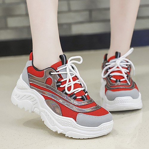 

Women's Trainers / Athletic Shoes Summer Flat Heel Open Toe Daily Mesh White / Red