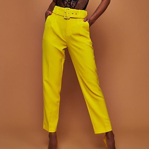 

Women's Basic Chinos Pants Solid Colored White Yellow Fuchsia Khaki