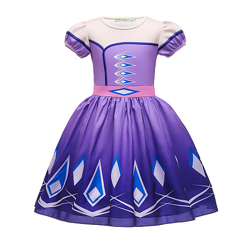 

Frozen Princess Dress Girls' Movie Cosplay Vacation Dress Halloween Christmas Purple Blue Dress Christmas Halloween