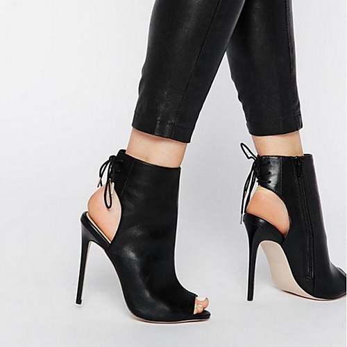 

Women's Sandals Heel Sandals Summer Stiletto Heel Peep Toe Daily PU Black
